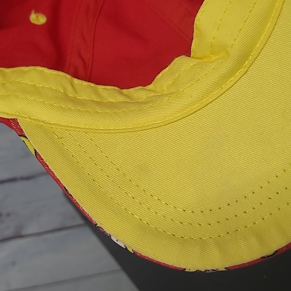 Buc-ees Beaver All Over Logo Print Embroidered UPF 50+ Youth Red Yellow Hat Cap - Picture 16 of 16